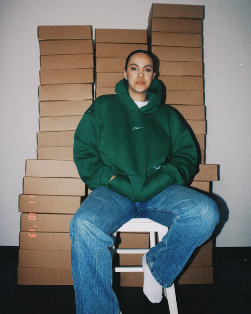 The green hoodie
